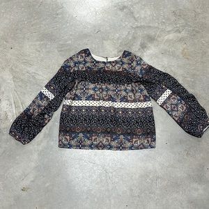 Navy with tan rose pink designs GB girls brand top / Size XL /‎ T-53